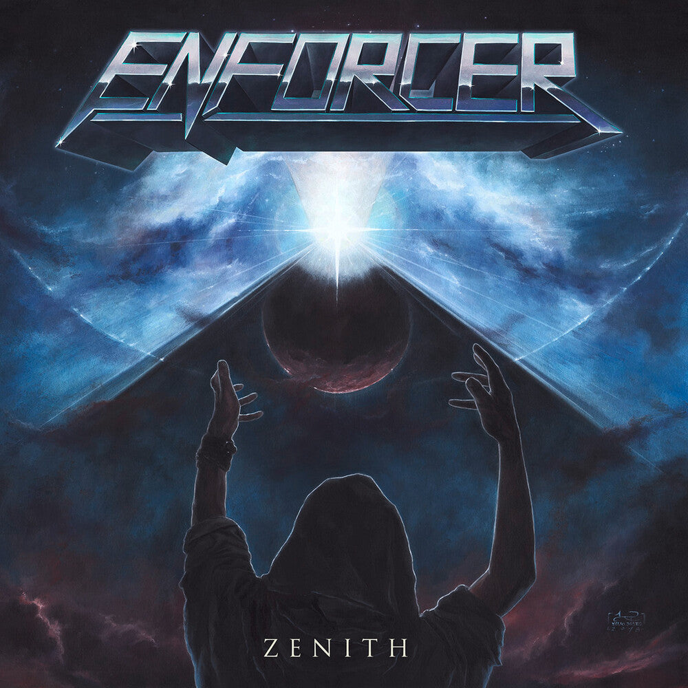 the album cover for Enforcer - Zenith (trans Blue/black Splatter Vinyl)