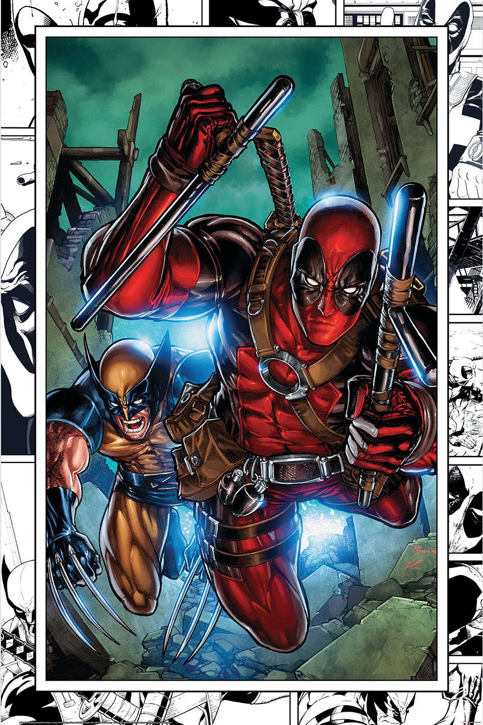 Deadpool & Wolverine Marvel Comics Poster 24X36: Indivifually Rolled & Labeled 55187