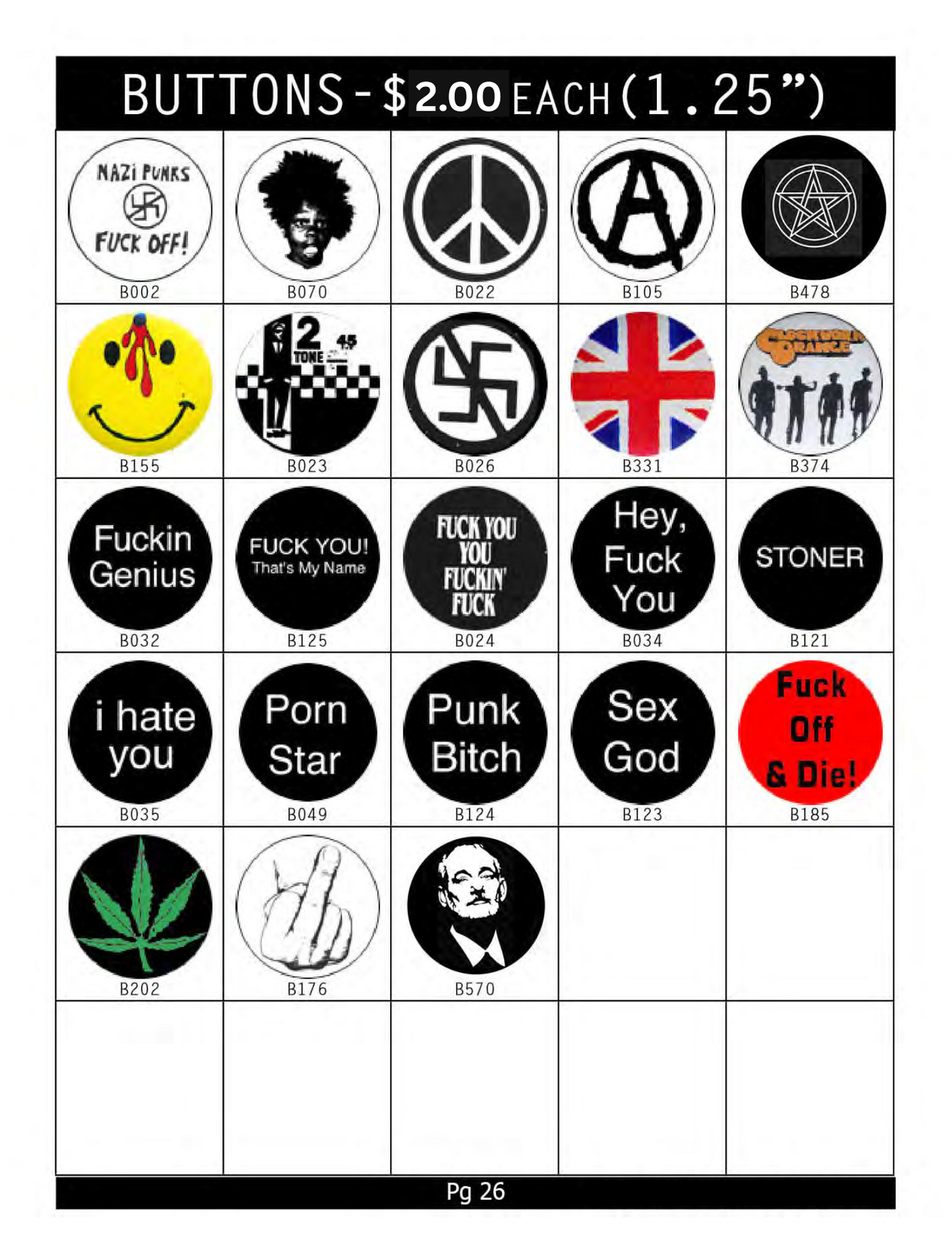 Buttons ( In-Store ONLY ) $2 EACH