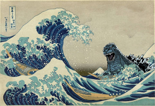 Godzilla vs the Great Wave Hokusai Art Poster Size 24X36: Individually Rolled 53403