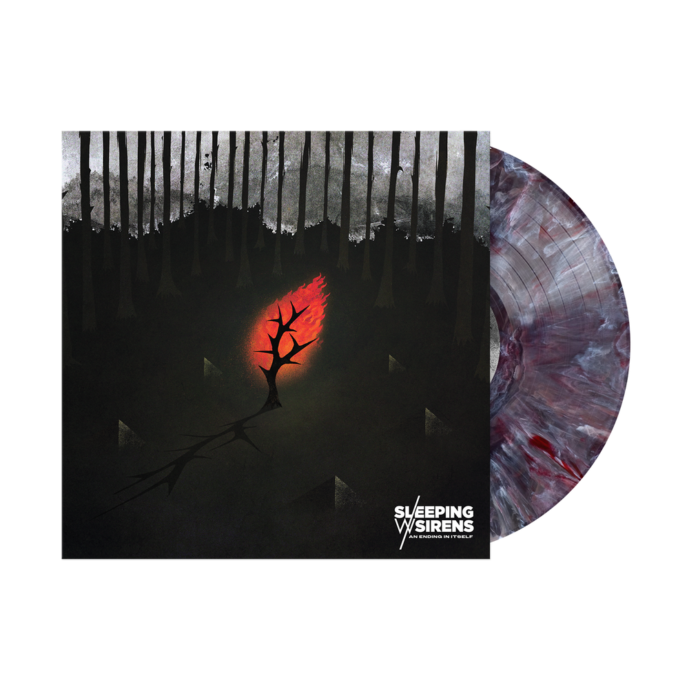 the album cover for Sleeping With Sirens - An Ending In Itself [Black/White/Red Swirl]