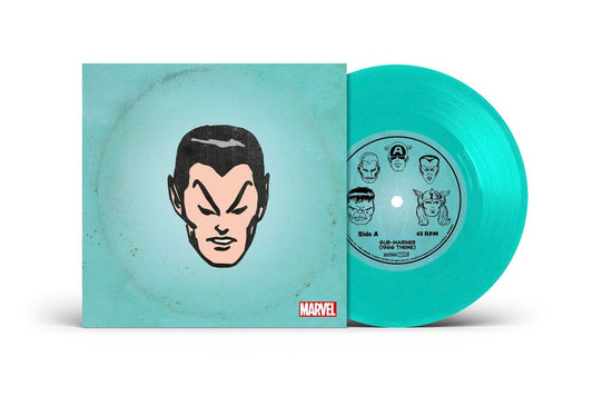the album cover for Marvel Chorus - Merry Marvel Marching Society (1966 Theme) [Sub-Mariner Translucent Sea Foam 7" Single]