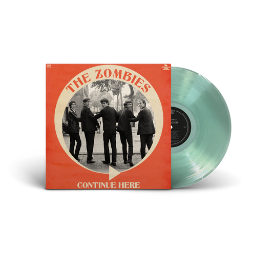 the album cover for The Zombies - Continue Here - Mono Remastered [Indie Exclusive Coke Bottle Clear]
