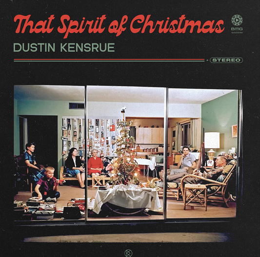 the album cover for Dustin Kensrue - That Spirit of Christmas [Clear/Red/Green Splatter LP]