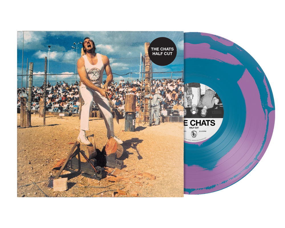 the album cover for Chats - Half Cut [Indie Exclusive Hand Pour Blue/Clear Teal/Pink]