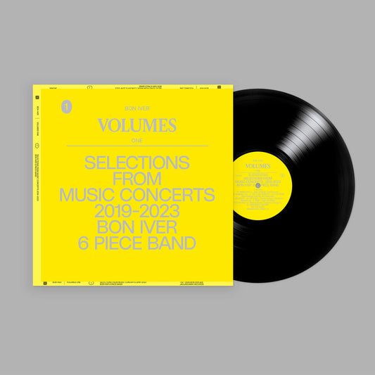the album cover for Bon Iver - VOLUMES: ONE "SELECTIONS FROM MUSIC CONCERTS 2019-2023 BON IVER 6 PIECE BAND"