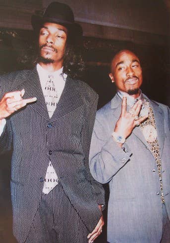 Tupac & Snoop Rappers in Suits Giving Hang 10 Sign : Individually Rolled 40850