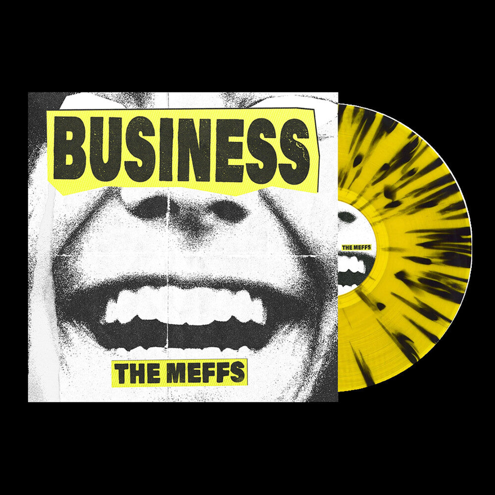 the album cover for The Meffs - Business [Yellow/Black Splatter]