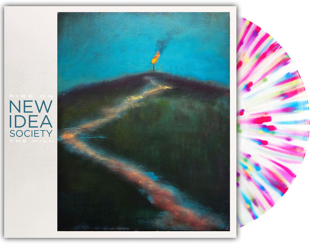 the album cover for New Idea Society - Fire On The Hill [White with Rainbow Splatter]