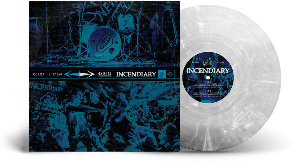 the album cover for Incendiary - Product of New York [Clear w/ White Marble]