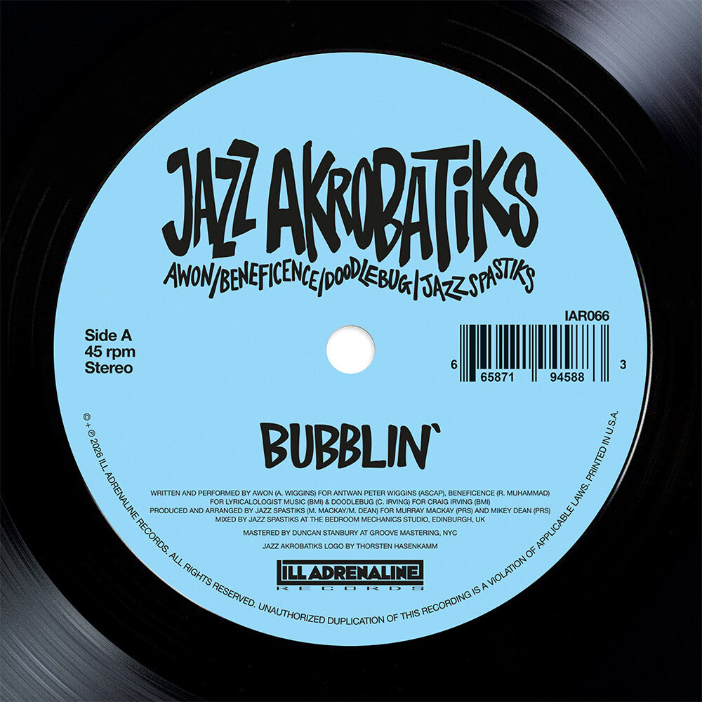 the album cover for Jazz Akrobatiks (Awon, Beneficence, Doodlebug & Jazz Spastiks) - Bubblin'