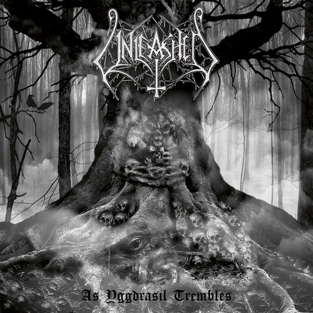 the album cover for Unleashed - As Yggdrasil Trembles (split White/black Vinyl/deluxe)