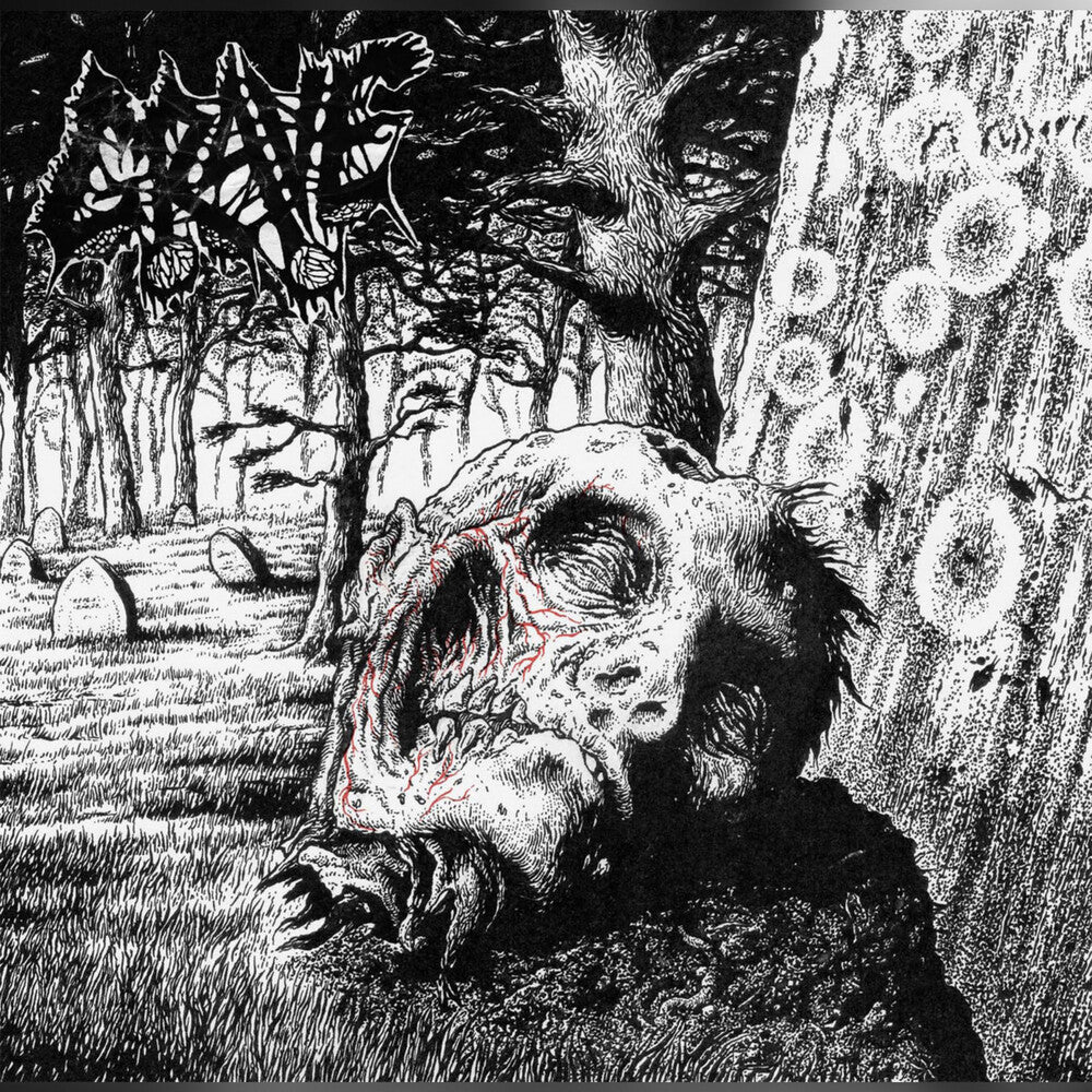 the album cover for Grave - Necropsy - the Complete Demo Recordings 1986-1991 (3lp/transparent Purple Vinyl)