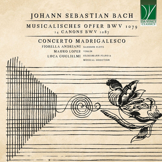 the album cover for Fiorella & Mauro Lopes & Luca Guglielmi Andriani - Johann Sebastian Bach: Musicalisches Opfer Bwv 1079, 14 Canons Bwv 1087