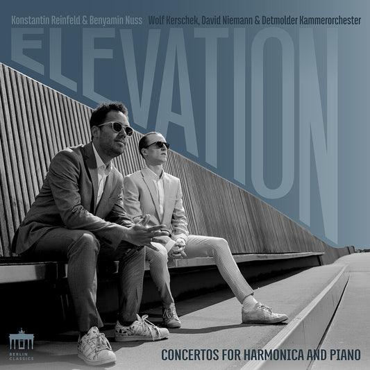 the album cover for Benyamin Nuss - Elevation - Concertos For Harmonica & Piano