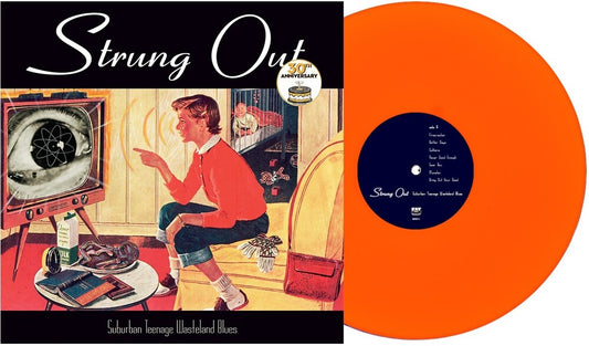 the album cover for Strung Out - SUBURBAN TEENAGE WASTELAND BLUES [Neon Orange]