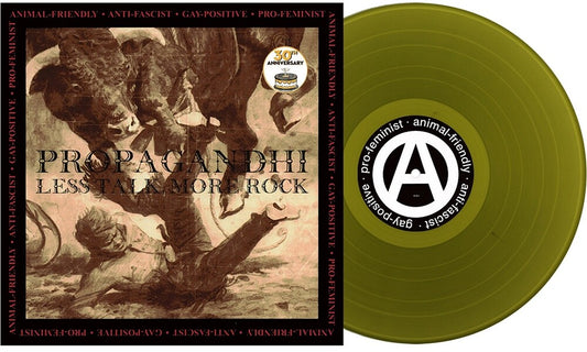 the album cover for Propagandhi - LESS TALK, MORE ROCK [Olive Green]