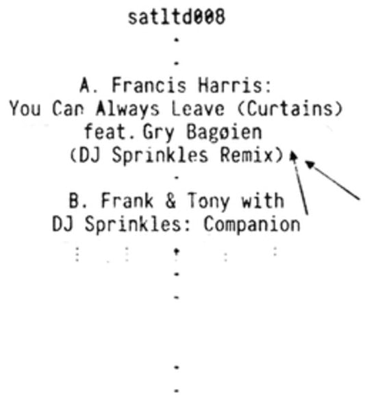 the album cover for Dj Sprinkles / Frank & Tony / Francis Harris - You Can Always Leave / Companion (Ep)