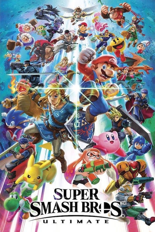 Super Smash Brothers Ultimate Gaming Poster Size 24X36: Individually Rolled 53254