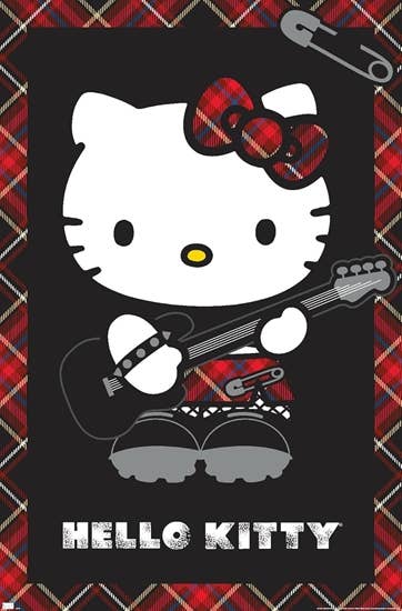 Hello Kitty Punk Rock Anime Poster 24X36: Indivifually Rolled 55175